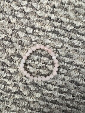 Real Crystal - Rose Quartz Beaded Stretch Bracelet - Pink
